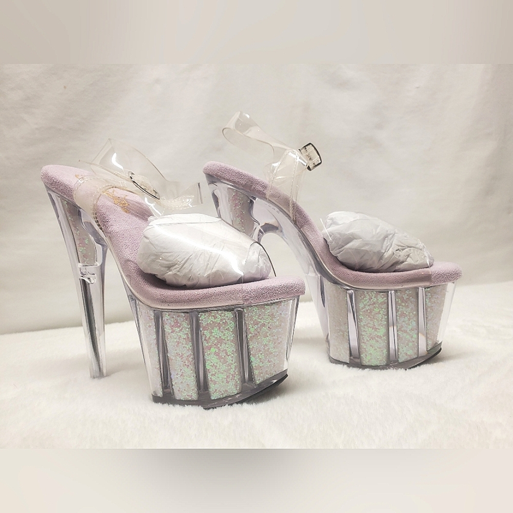 Nwt Blacklight Pleaser Clear and Purple Platform Heels